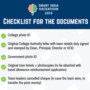 Smart India Hackathon 2019 Software Edison Checklist for documents